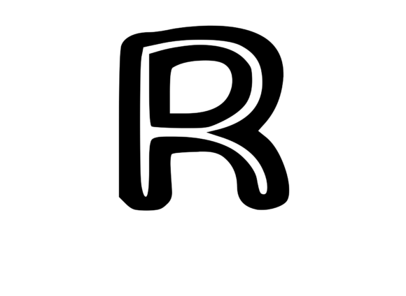 Bold Outlined Comic Mono Letter R for Crafts and Graphics