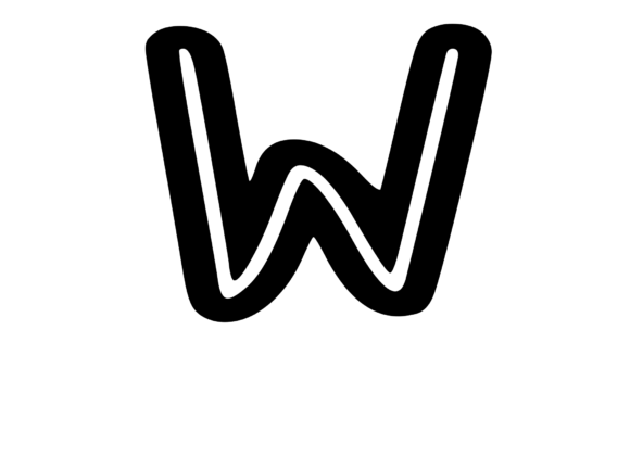 Bold Outlined Comic Mono Letter W for Graphics and Crafts