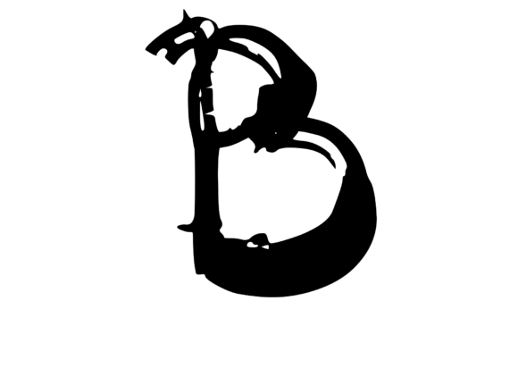 Bold Rotten Decaying Mono Letter B: A Unique Embroidery Design