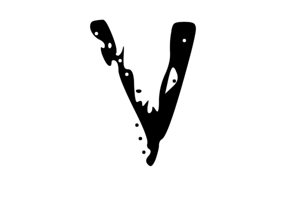 Decaying Rotten Mono Letter V: A Unique Craft and Graphics Asset