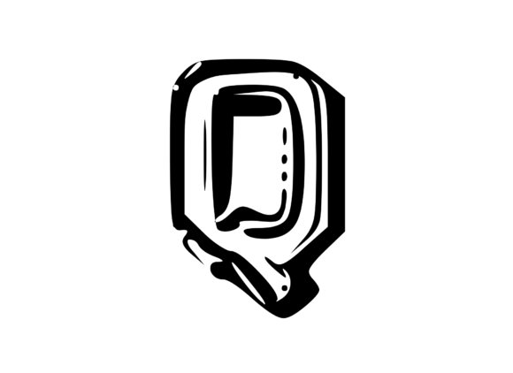 Fun Whacky Playful Mono Letter Q V.2 for Creative Graphics