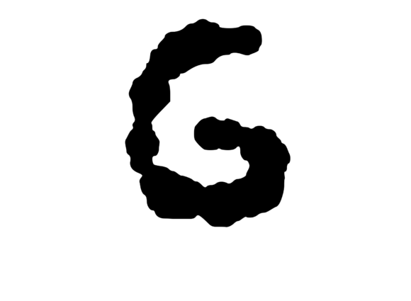 Ink Blot Stain Mono Letter G for Graphics and Crafts