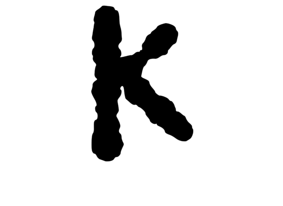 Ink Blot Stain Mono Letter K for Creative Crafts