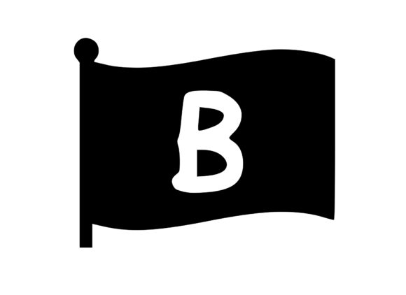 Waving Flag with Mono B: A Versatile Graphic for Crafts and Publishing